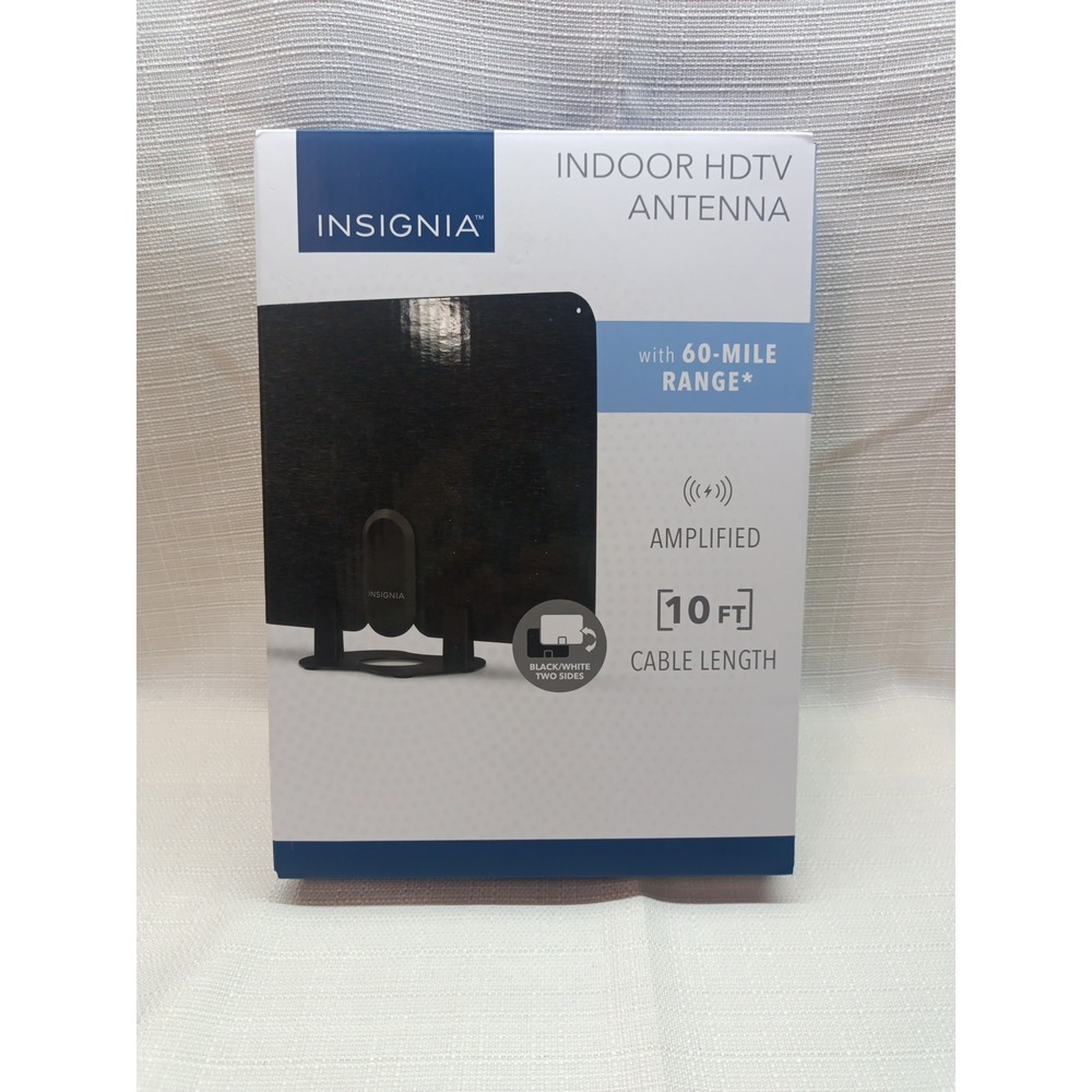 Insignia Amplified Ultra Thin Indoor HDTV Antenna w/ 60 Mile Range‎ NEW